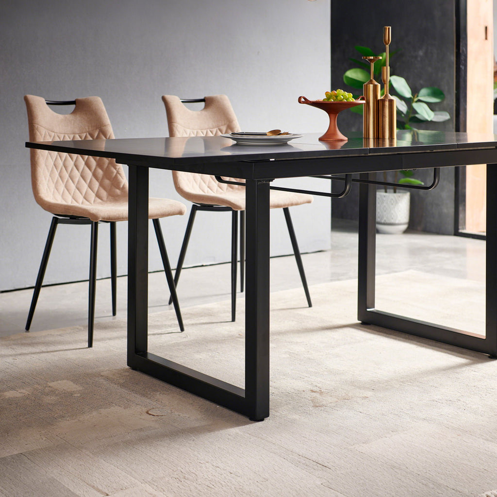 Square Extendable Dining Table with Metal Leg - Black or White
