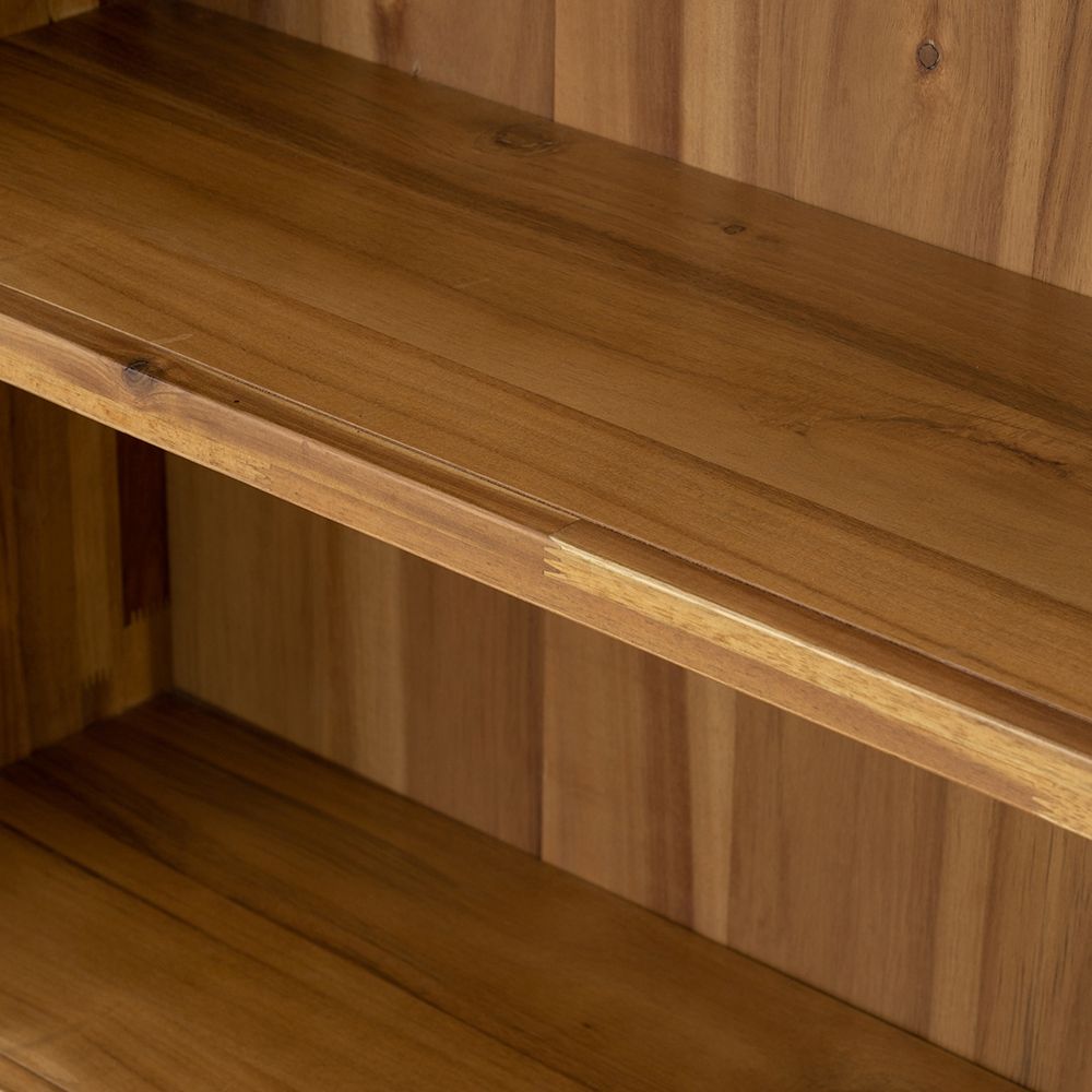 Natural Wood Standard Bookcase with Sturdy Solid Acacia Construction - Brown