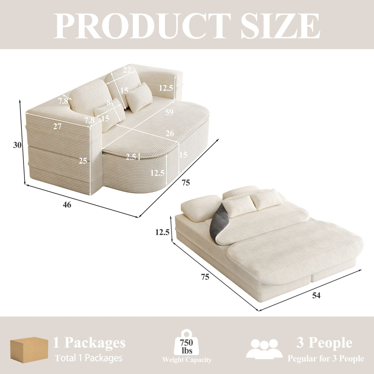 2 In 1 Foldable Sofa Bed with Multi Functional Blanket - Futon Sofa