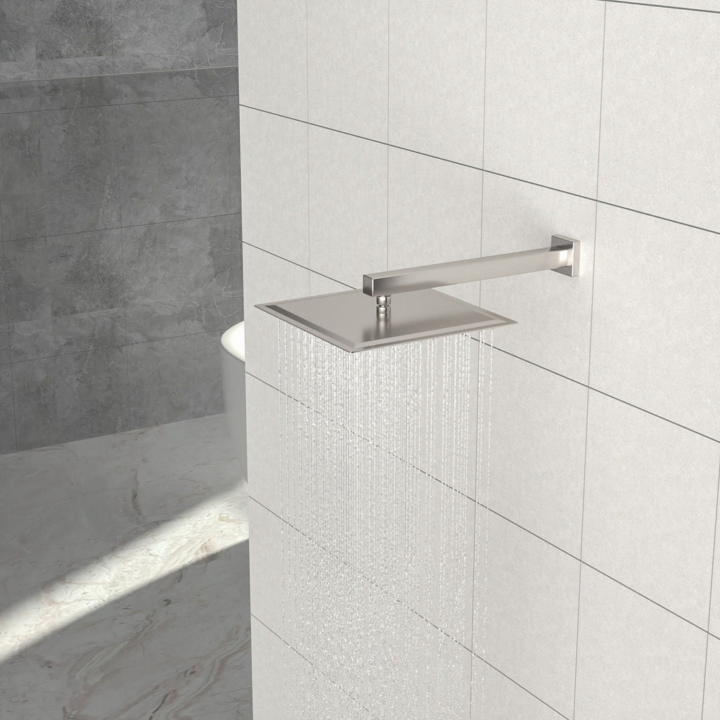 Ultra Thin Square Rainfall Shower Head with 12" Coverage - Gray or Pearl Silver