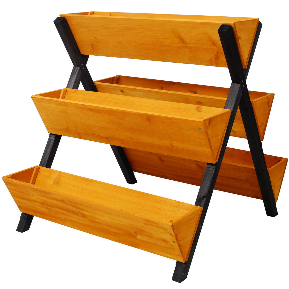 3-Tier Wooden Vertical Raised Garden Bed with Legs - Natural Fir