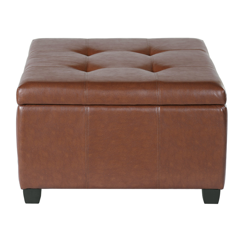 Richmond KD Storage Ottoman with Faux Leather Storage - Brown