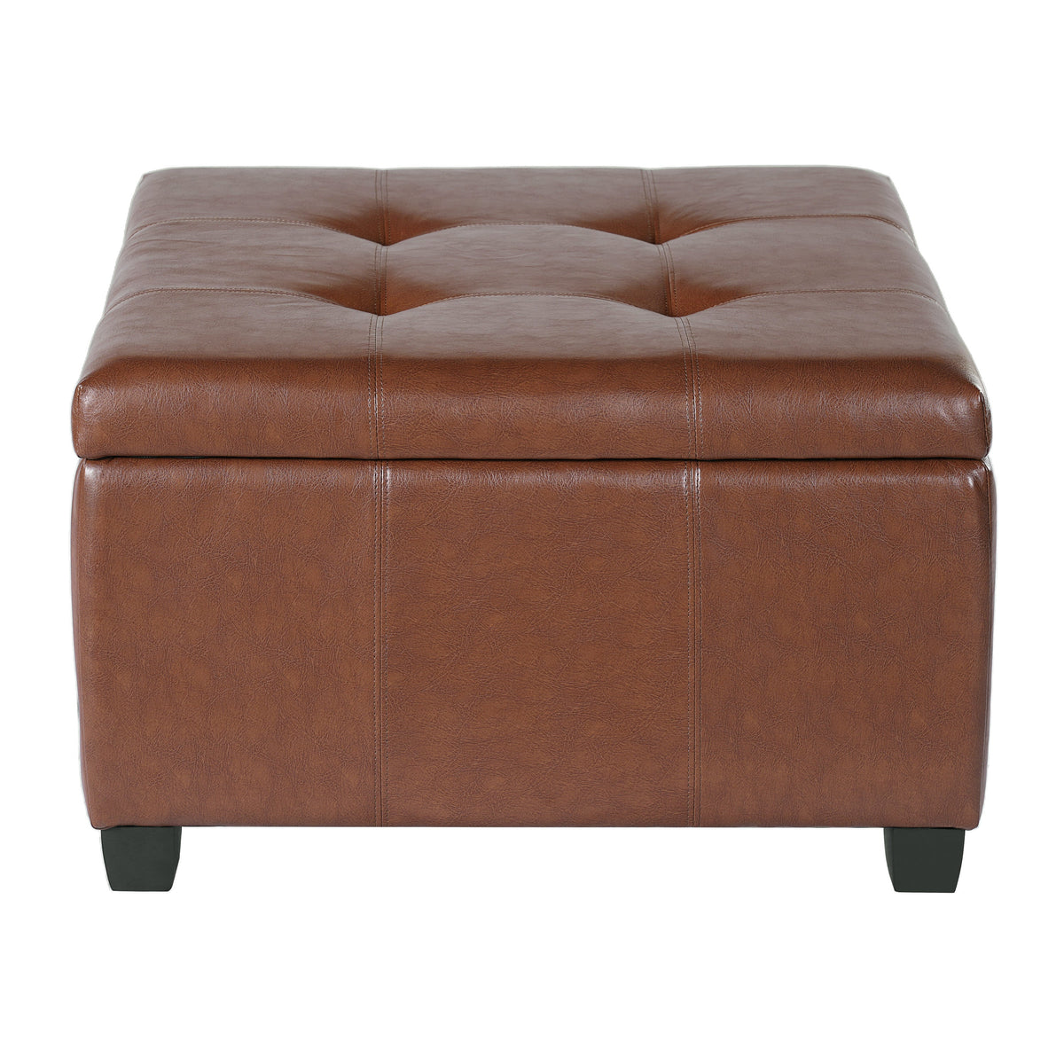 Richmond KD Storage Ottoman with Faux Leather Storage - Brown