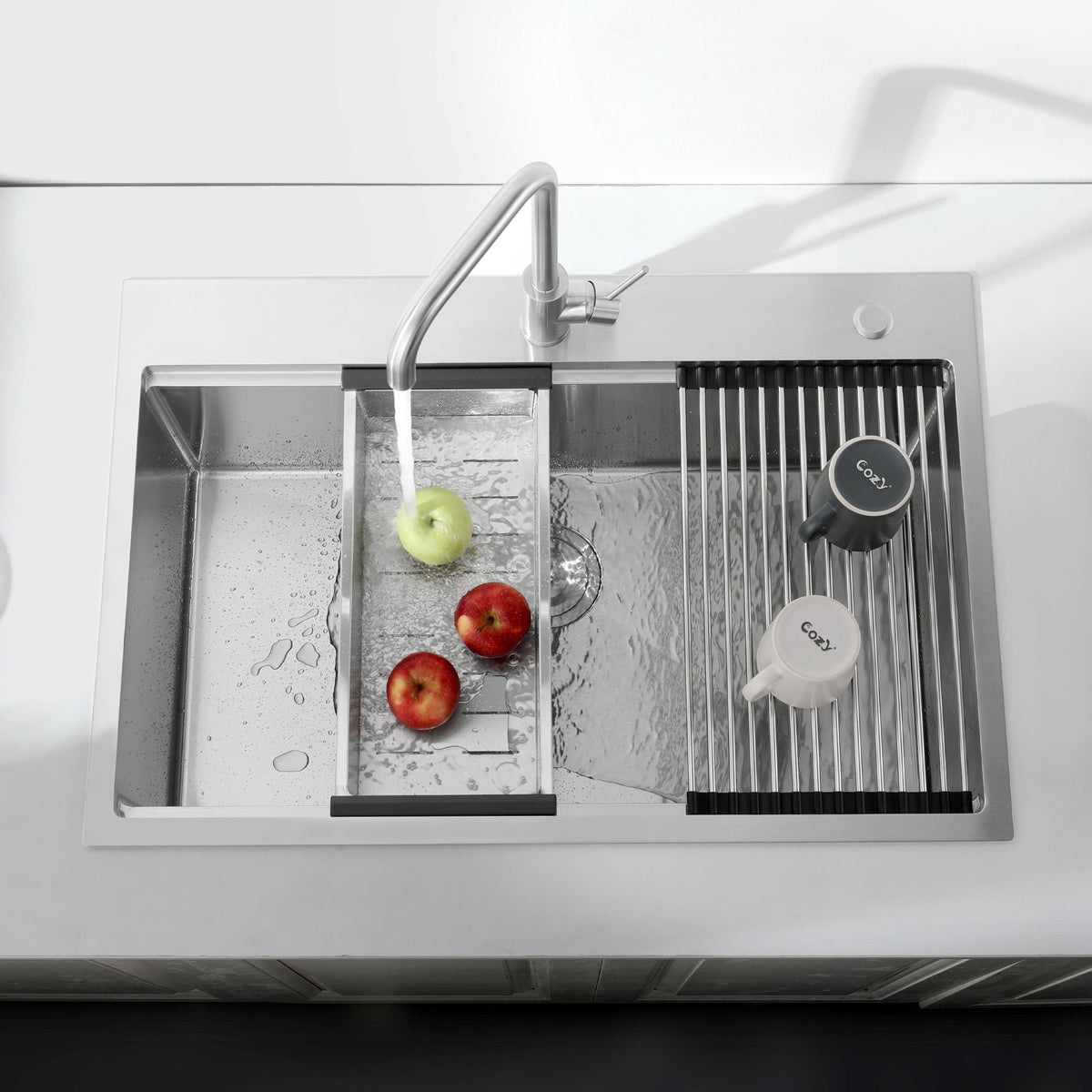 Stainless Steel Kitchen Sink with Overmount Installation - Brushed Finish