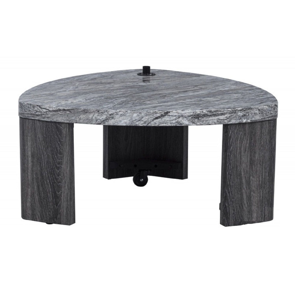 Triangle Nesting Coffee Table Set with Faux Marble Finish - Gray