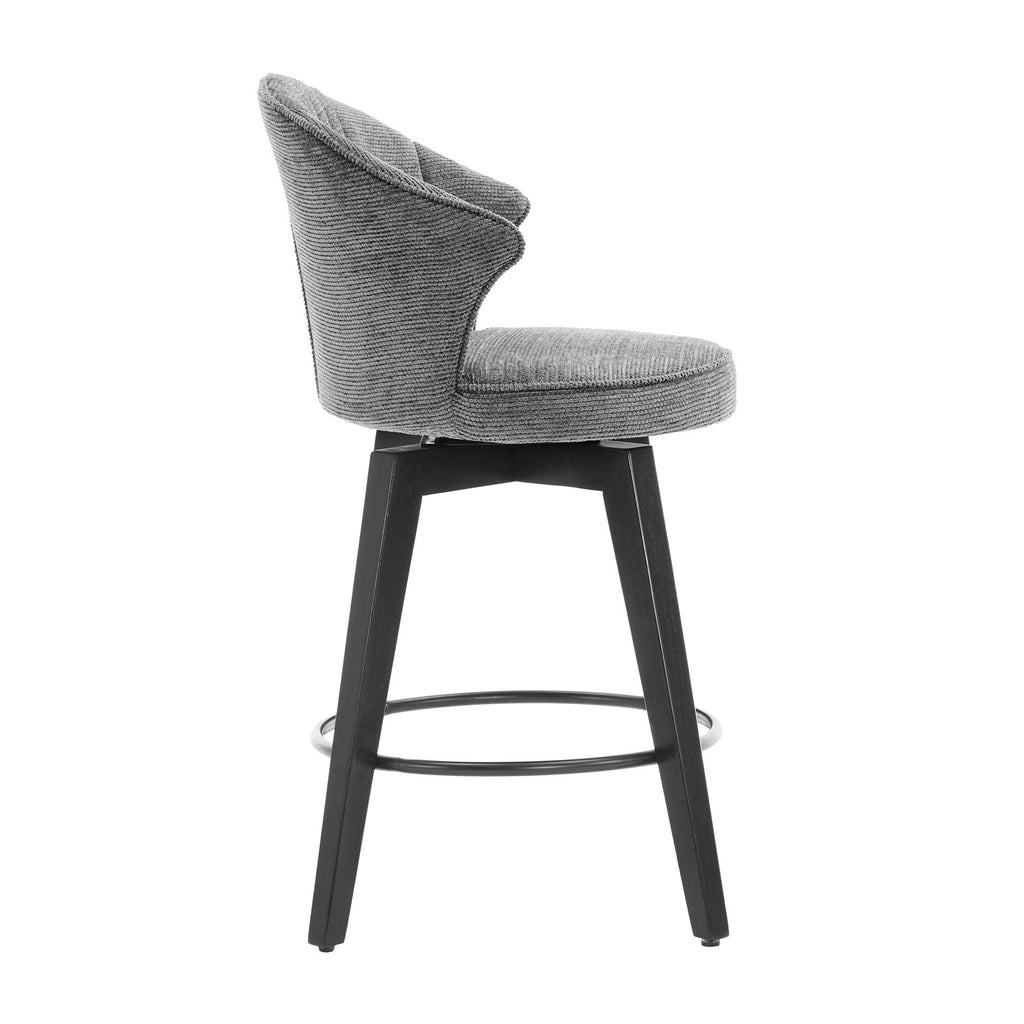 Wing Back Swivel Bar Stools with Adjustable Leveling Feet - Dark Gray or White