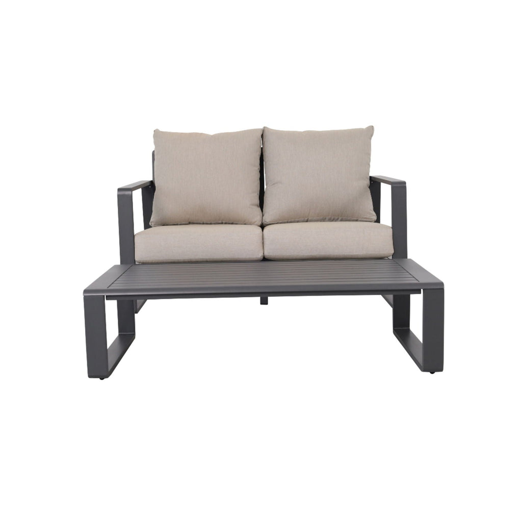 Outdoor Sofa Set with Rectangular Coffee Table - Aluminum Frame - Gray or Beige