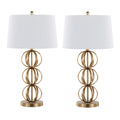 Contemporary Table Lamp Set with Wire Orb Design - Gold / White