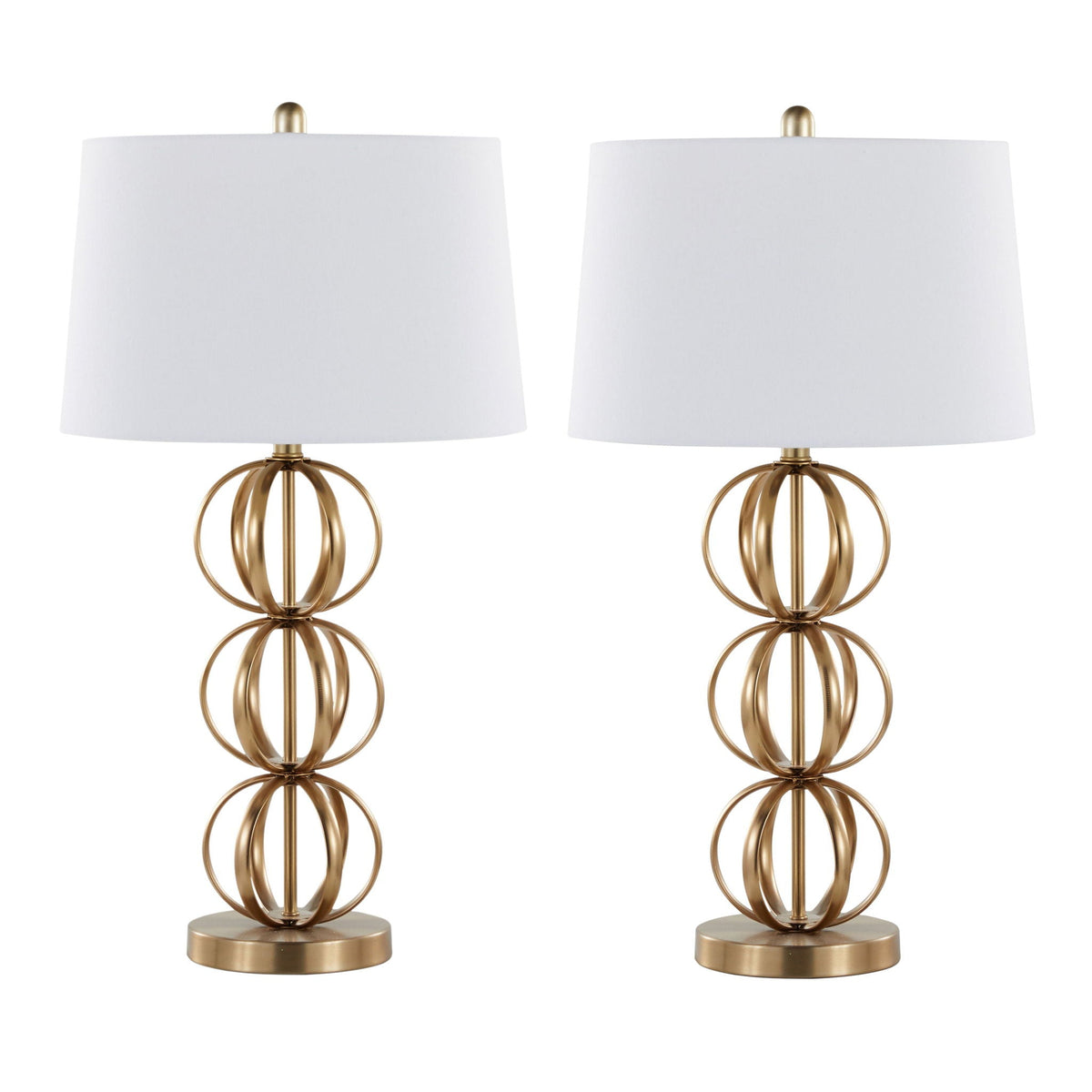 Contemporary Table Lamp Set with Wire Orb Design - Gold / White