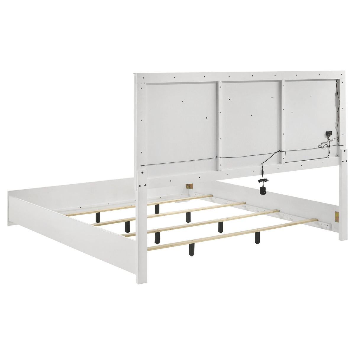 Pierce Panel Bed with LED Headboard - High Gloss Finish - White or Dark Gray