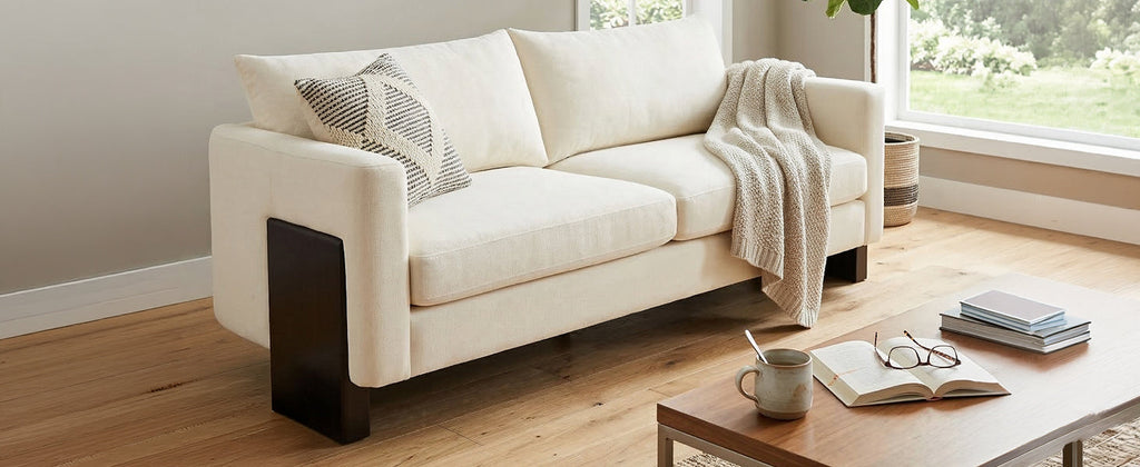Modern 3-Seater Sofa with Rubberwood Legs - Beige or Brown