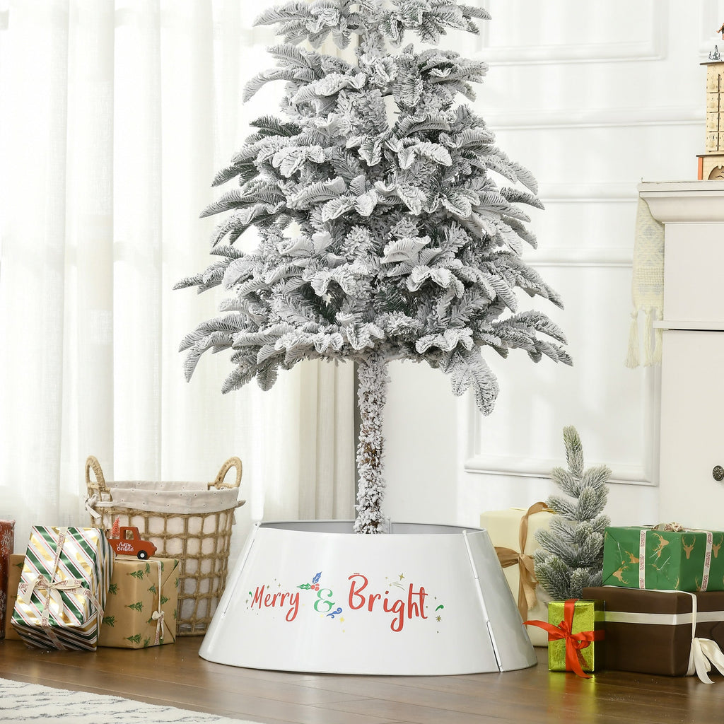26 Inch Christmas Tree Collar Ring with Metal Stand Cover - Silver