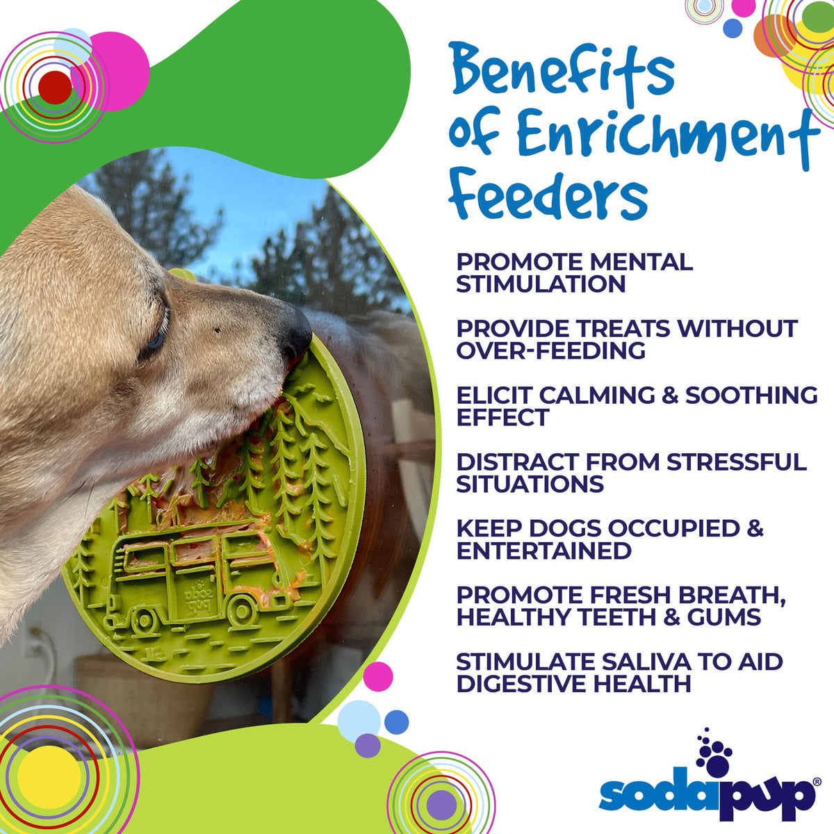 Camp eMat - Enrichment Lick Mat For Dogs and Cats - with Suction Cups | Retro Van Design | USA Made