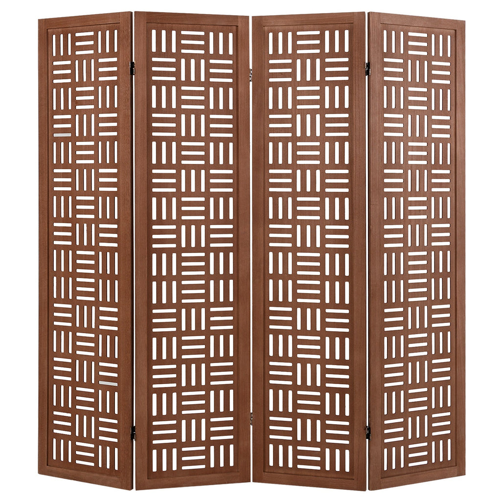 4-Panel Solid Wood Room Divider Folding Partition Stand