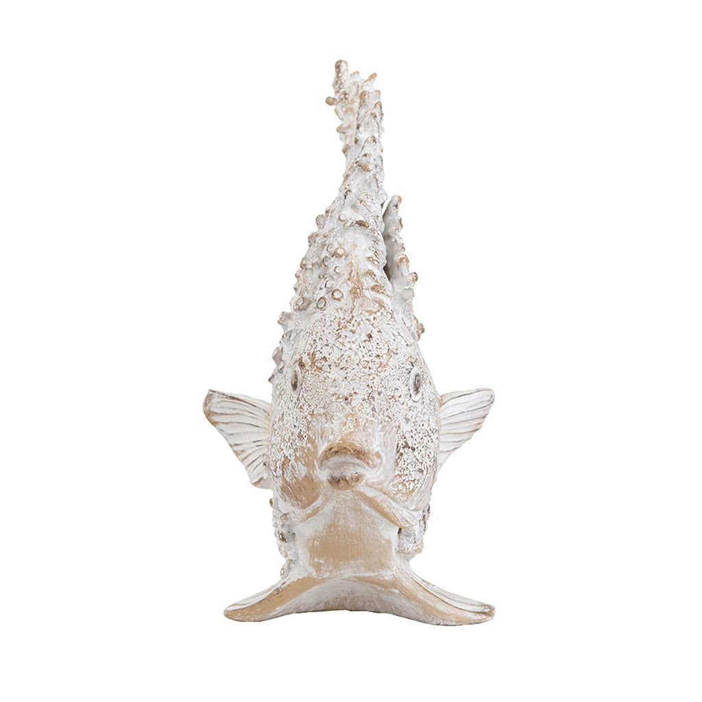 Decorative Polyresin Angelfish Sculpture with Coral Texture - White