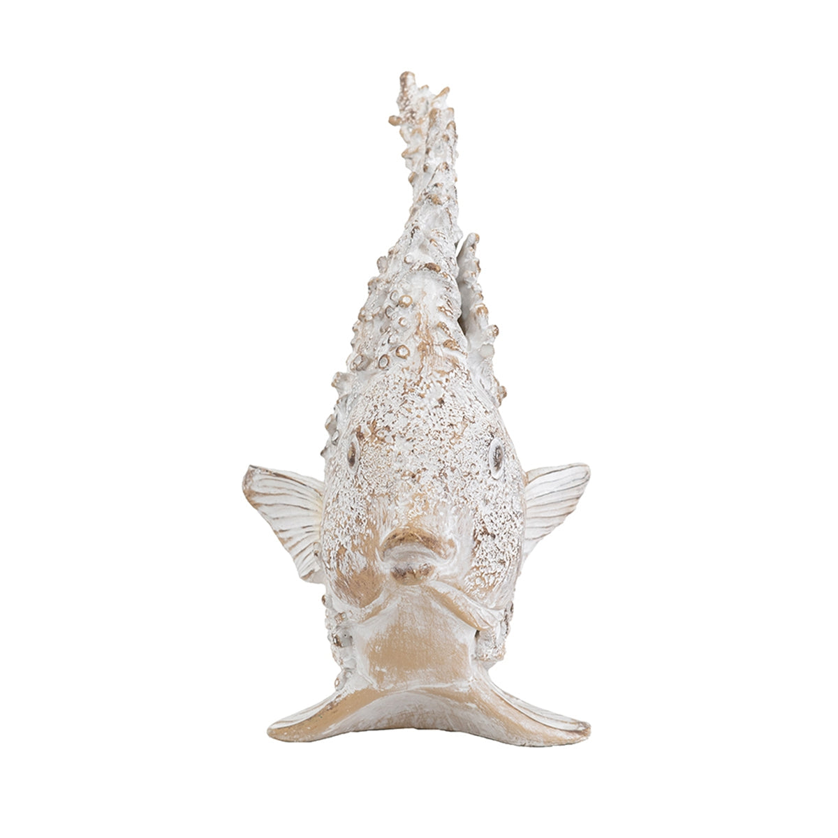 Decorative Polyresin Angelfish Sculpture with Coral Texture - White