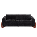 89" Chenille Sofa with Wooden Legs - Black