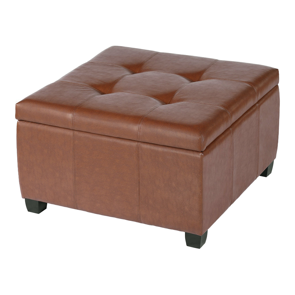 Richmond KD Storage Ottoman with Faux Leather Storage - Brown