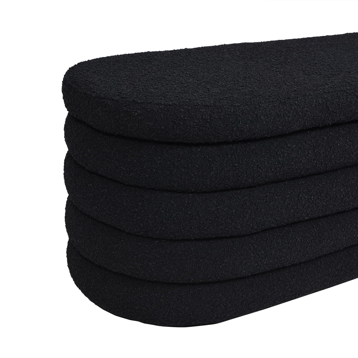 Upholstered Oval Storage Bench with Hidden Storage - Black, White or Dark Green