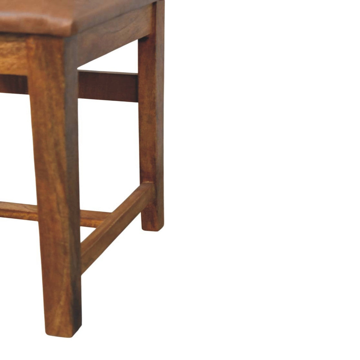 Solid Wood Leather Slatted Dining Chair with Slatted Back – Brown