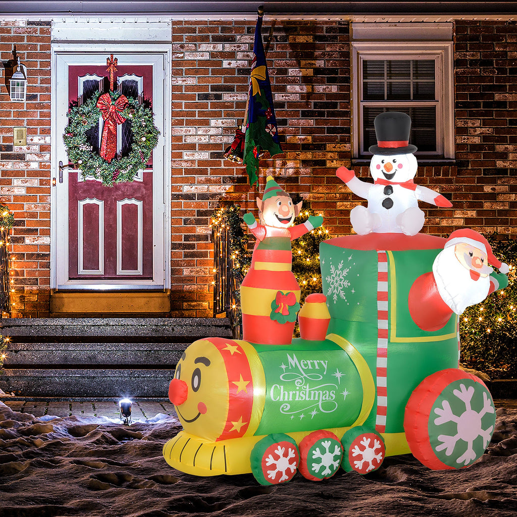 5.9' Christmas Inflatables Train with LED Lights - Multi-Color