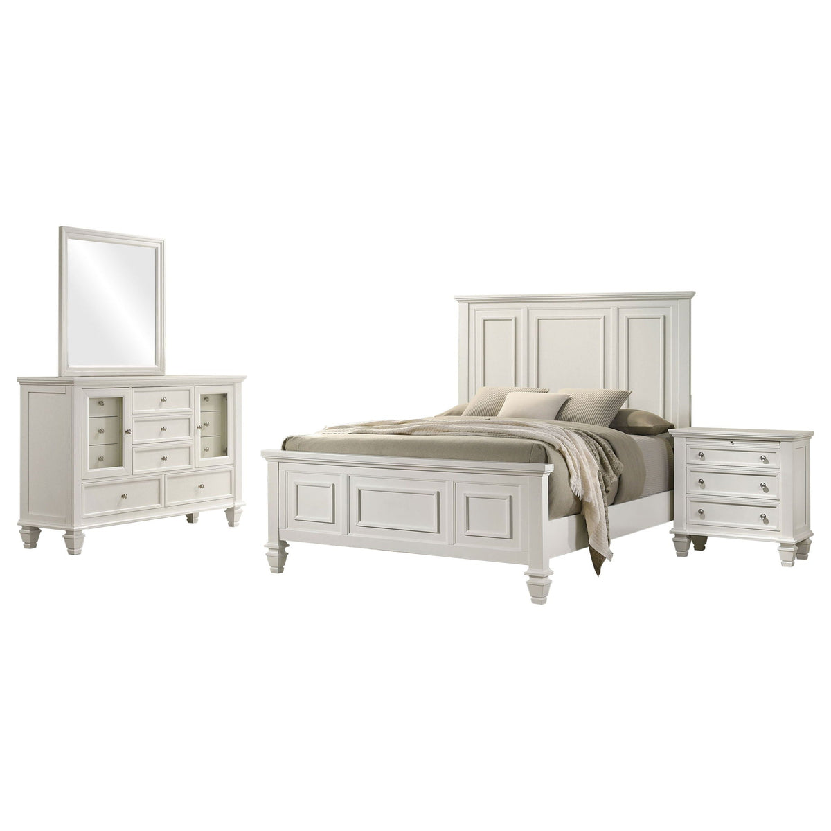 Sandy Beach 4-piece Queen Bedroom Set Cream White