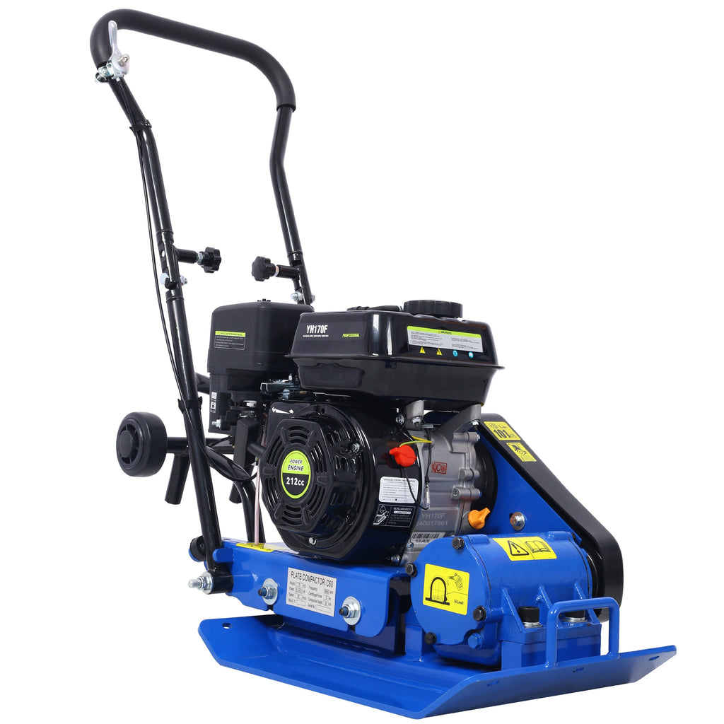 212cc Gas Vibration Plate Compactor with Built-in Wheel - Steel