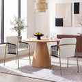 Modern Glam Upholstered Dining Chairs with Gold Frame - Beige