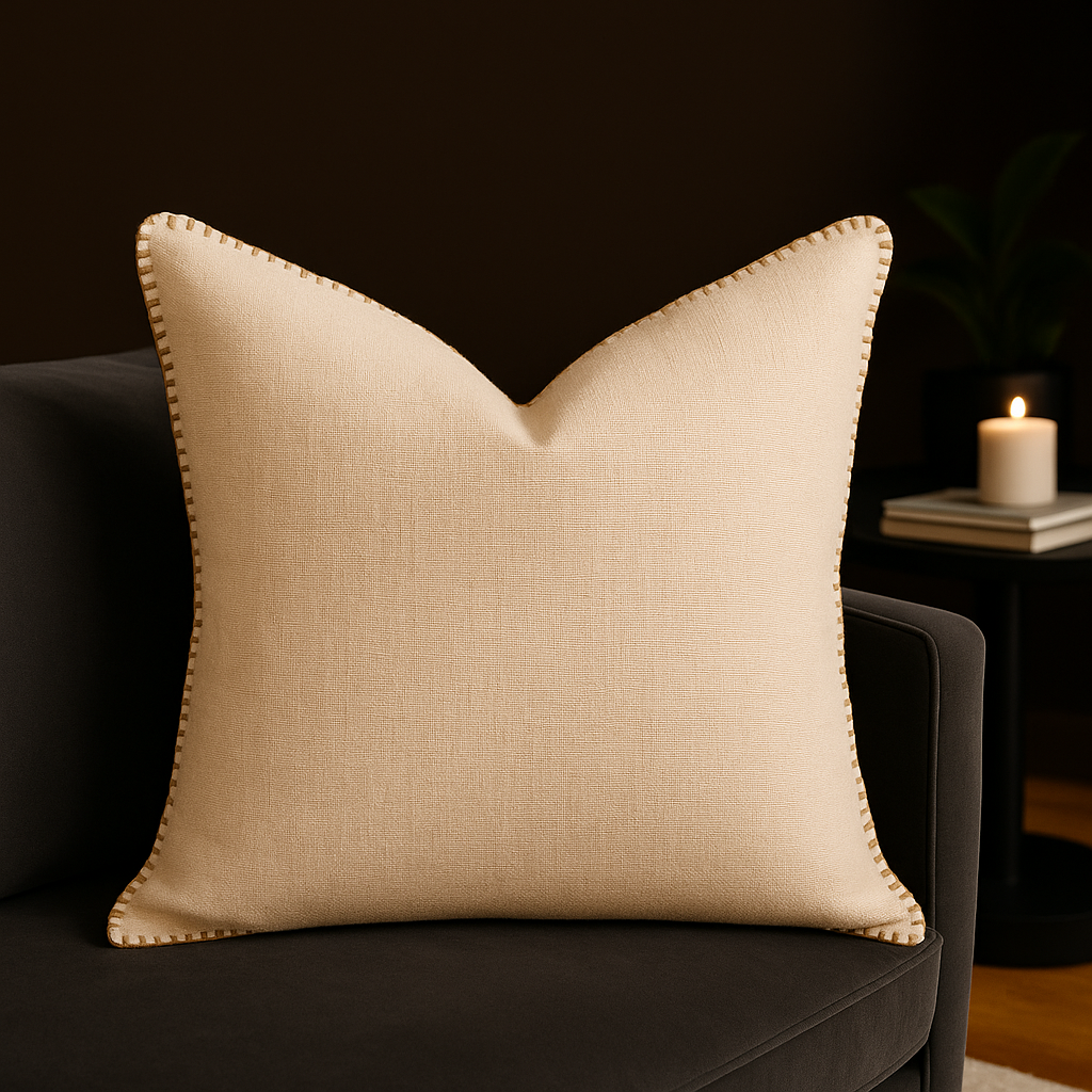 Decorative Blanket with Plush Fill - Ivory