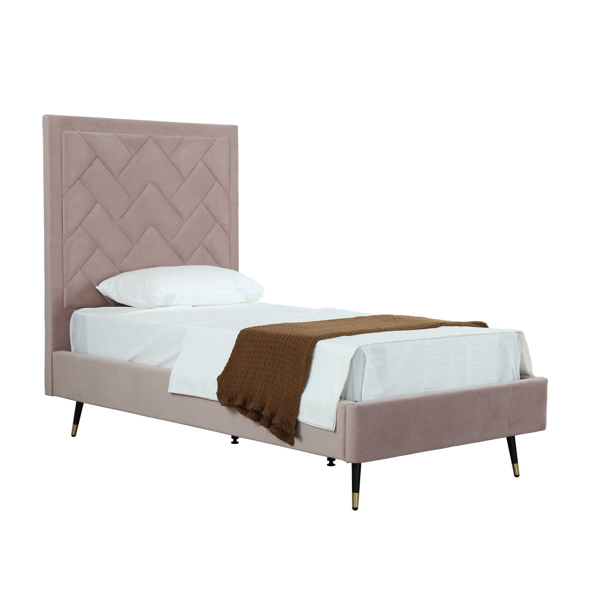 Upholstered Bed with Headboard and Slats - Multiple Colors