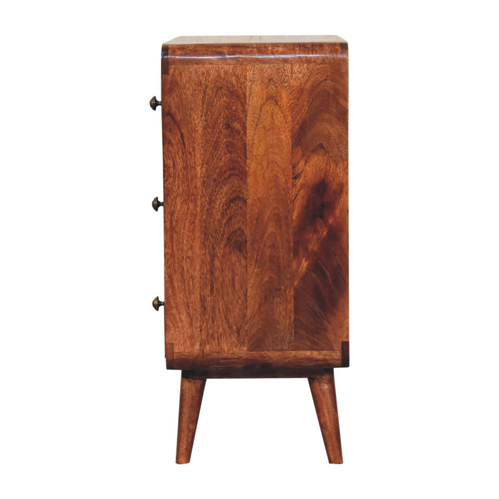 Solid Wood Curved Dresser with Modern Design - Honey Caramel