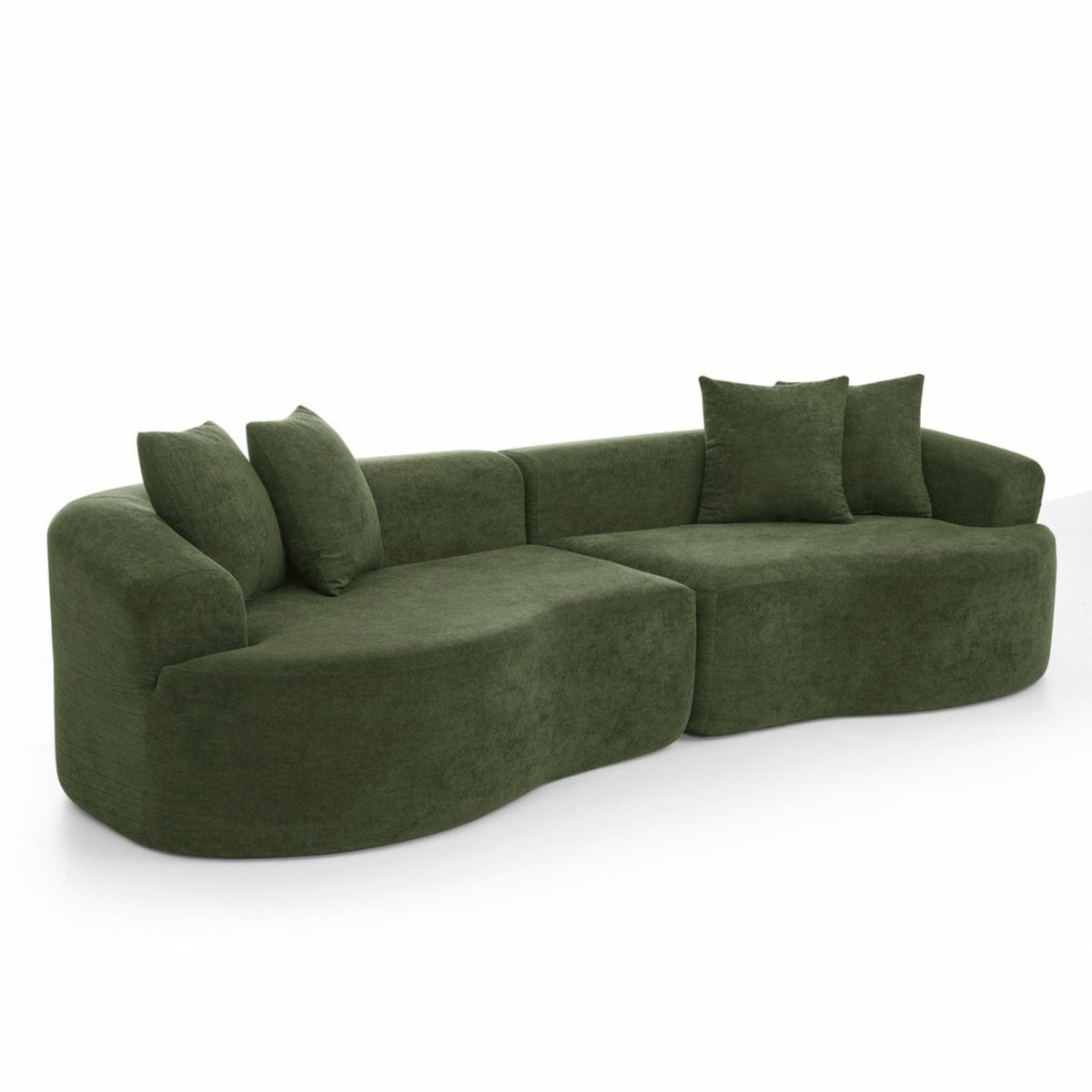 4 Seater Curved Cloud Sectional Sofa with High-Density Foam - Corduroy