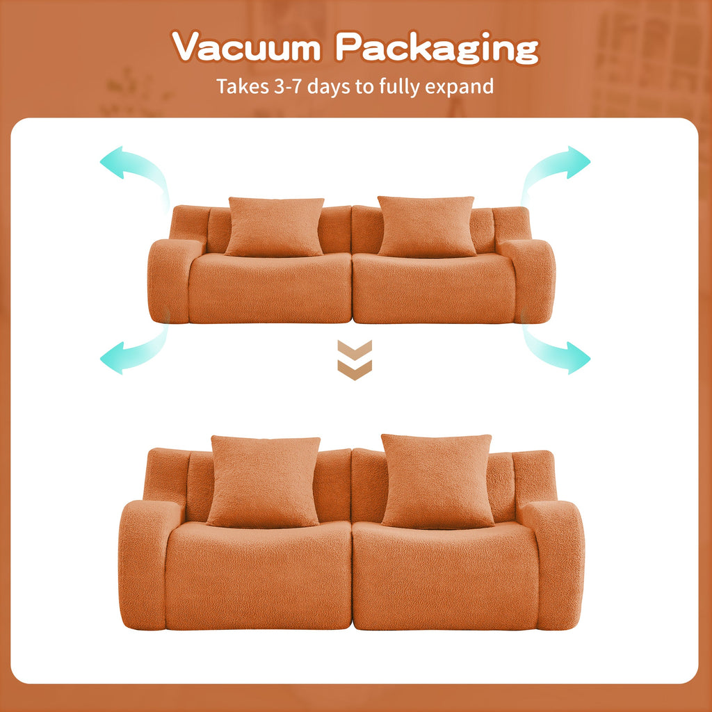 Soft Teddy Fabric Boneless Sofa with Plush Support - Neutral