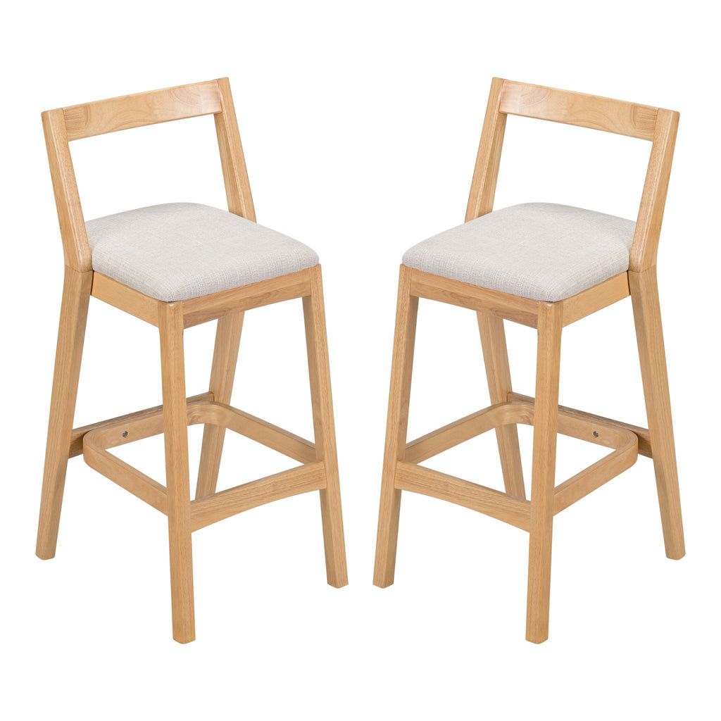 Jasper Indoor Barstool Set of 2 with Durable Rubberwood Seating - Dark Brown or Light Brown