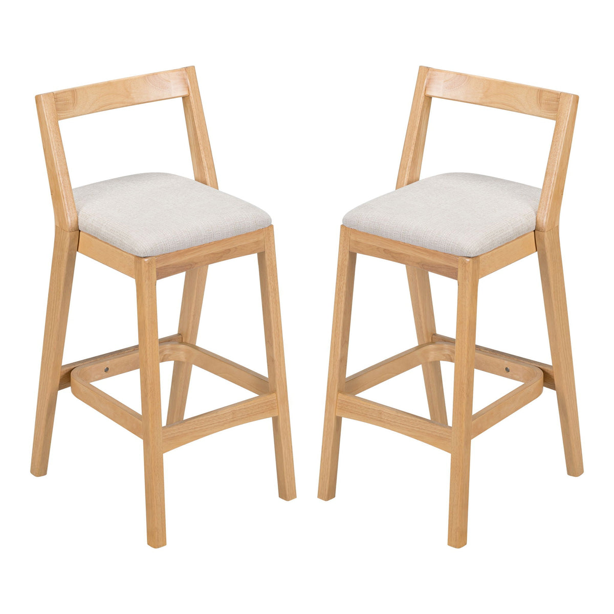 Jasper Indoor Barstool Set of 2 with Durable Rubberwood Seating - Dark Brown or Light Brown