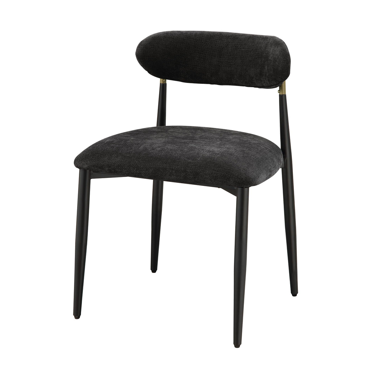 Side Chair Set with Metal Frame and Padded Armrests - Black or Beige