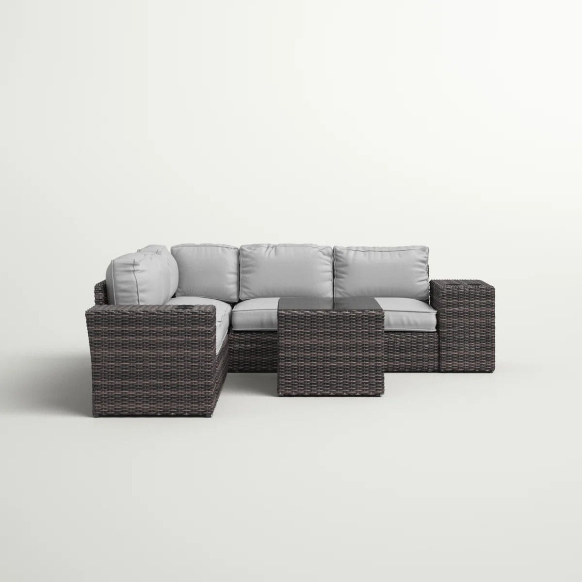 Modern Patio Rattan Sectional Set with Cushions - Multiple Set Options