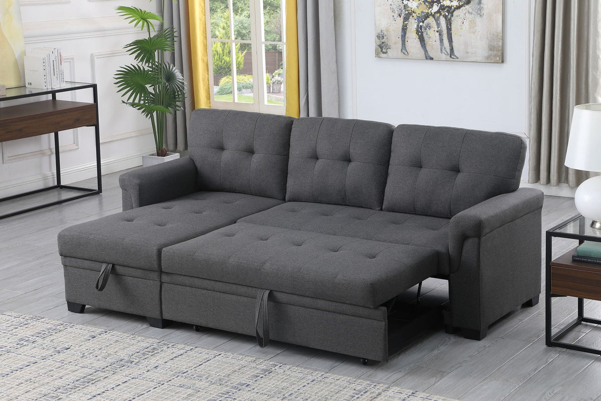 Lucca Reversible Sleeper Sectional Sofa With Storage Chaise