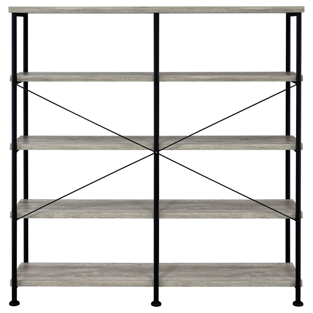 Analiese 63-inch 4-shelf Double Bookshelf Grey Driftwood