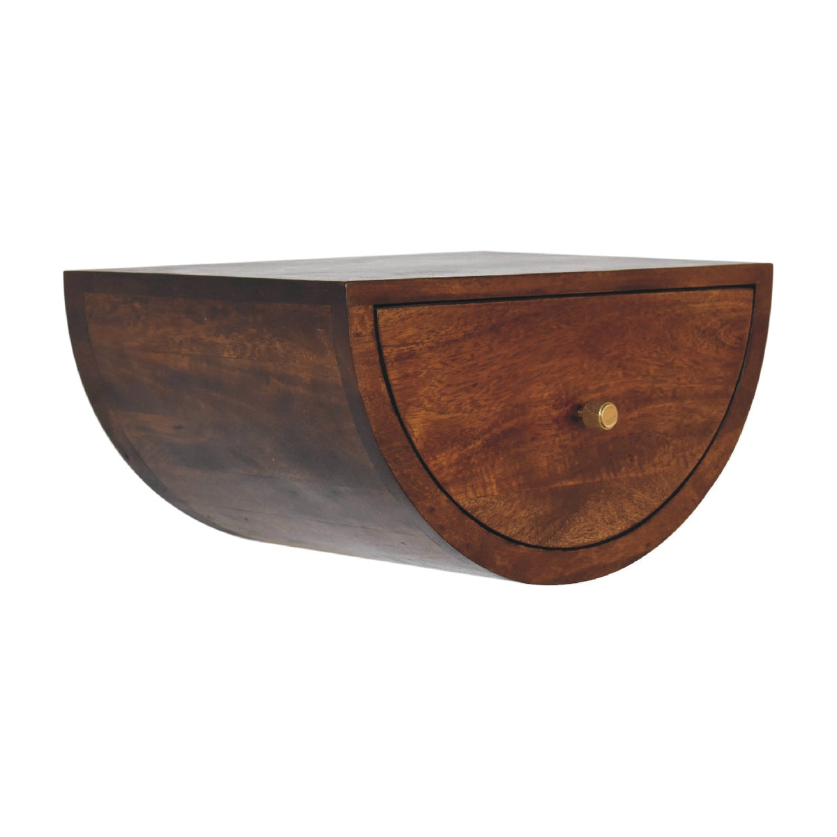 Solid Wood Crescent Floating Nightstand with Drawer - Chestnut