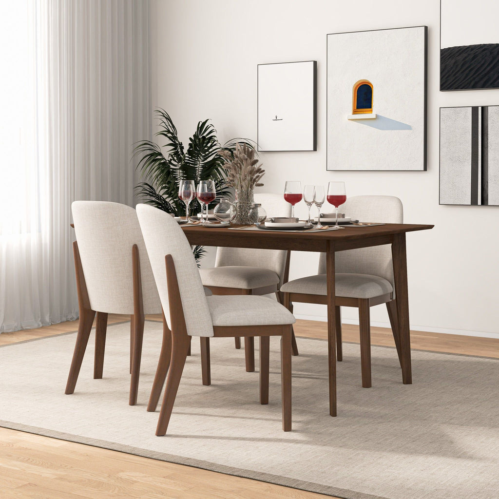 Comfort Dining Chair Set of 2 with Solid Wood Legs - Beige, Orange, Blue, Green