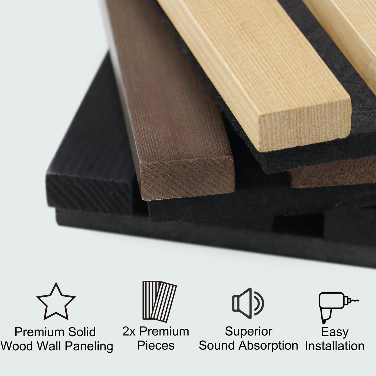 Acoustic Solid Wood Wall Panels with Soundproof Design - Natural Wood