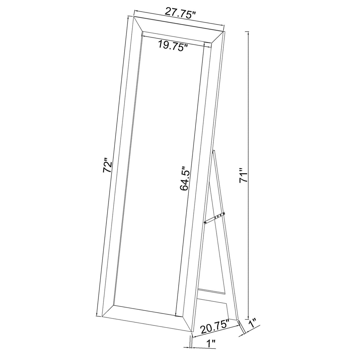 Cadence Tempered Glass Full Length Mirror White High Gloss