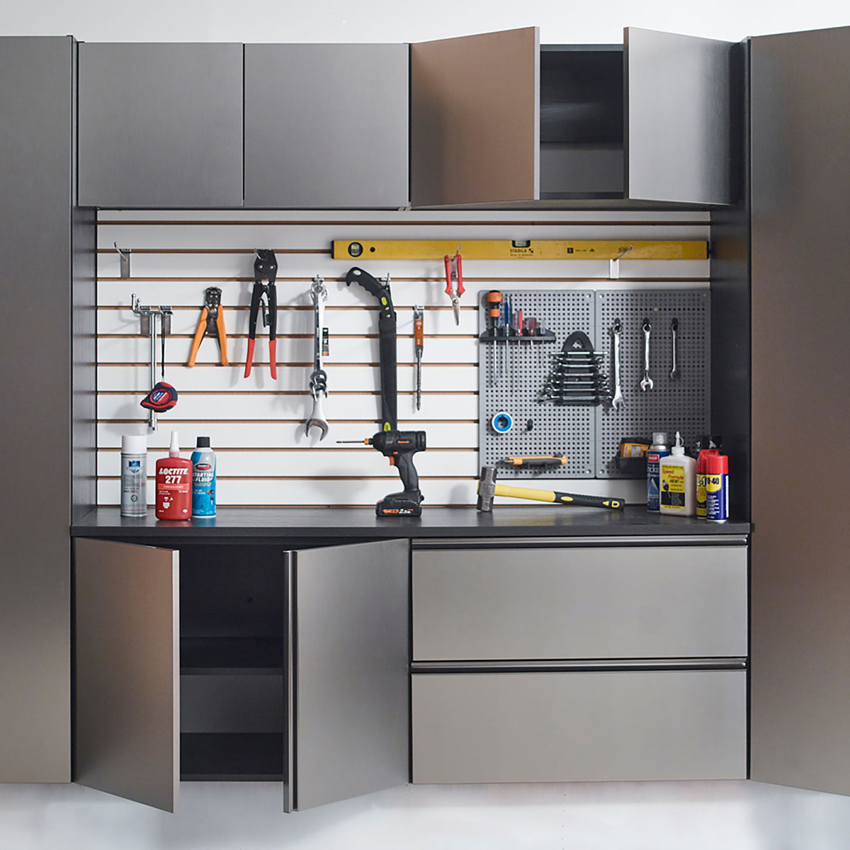 Dark Gray Wall Mounted Garage Cabinet with Extra Deep Storage - Nova Series