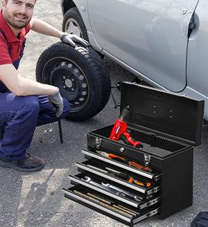 Metal Tool Box with 4 Drawers - Carbon Steel