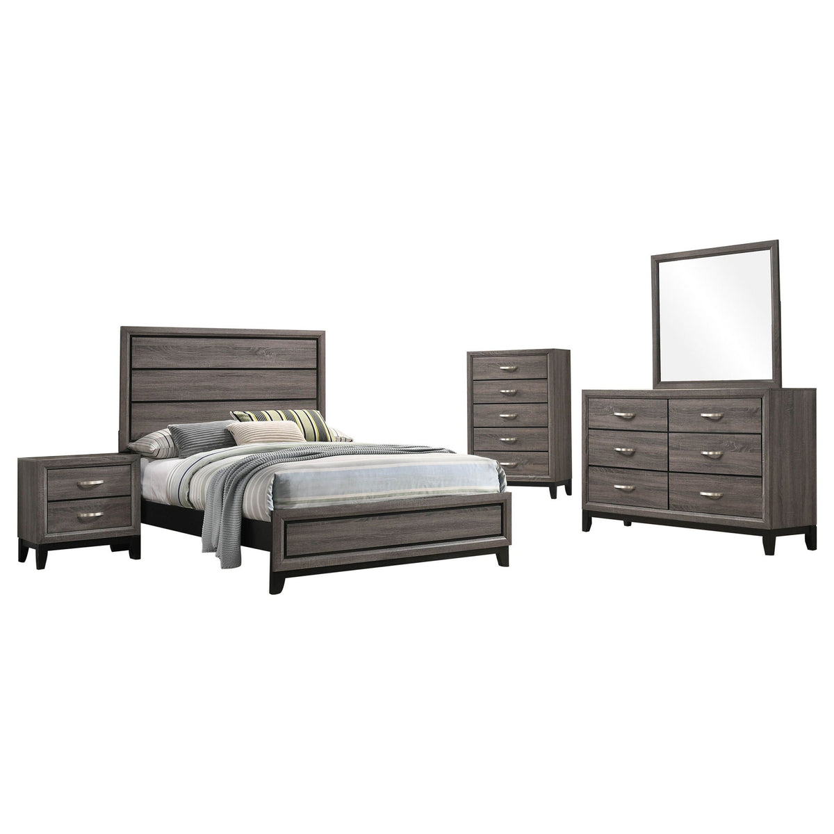 Watson Five-piece Full Bedroom Set Grey Oak