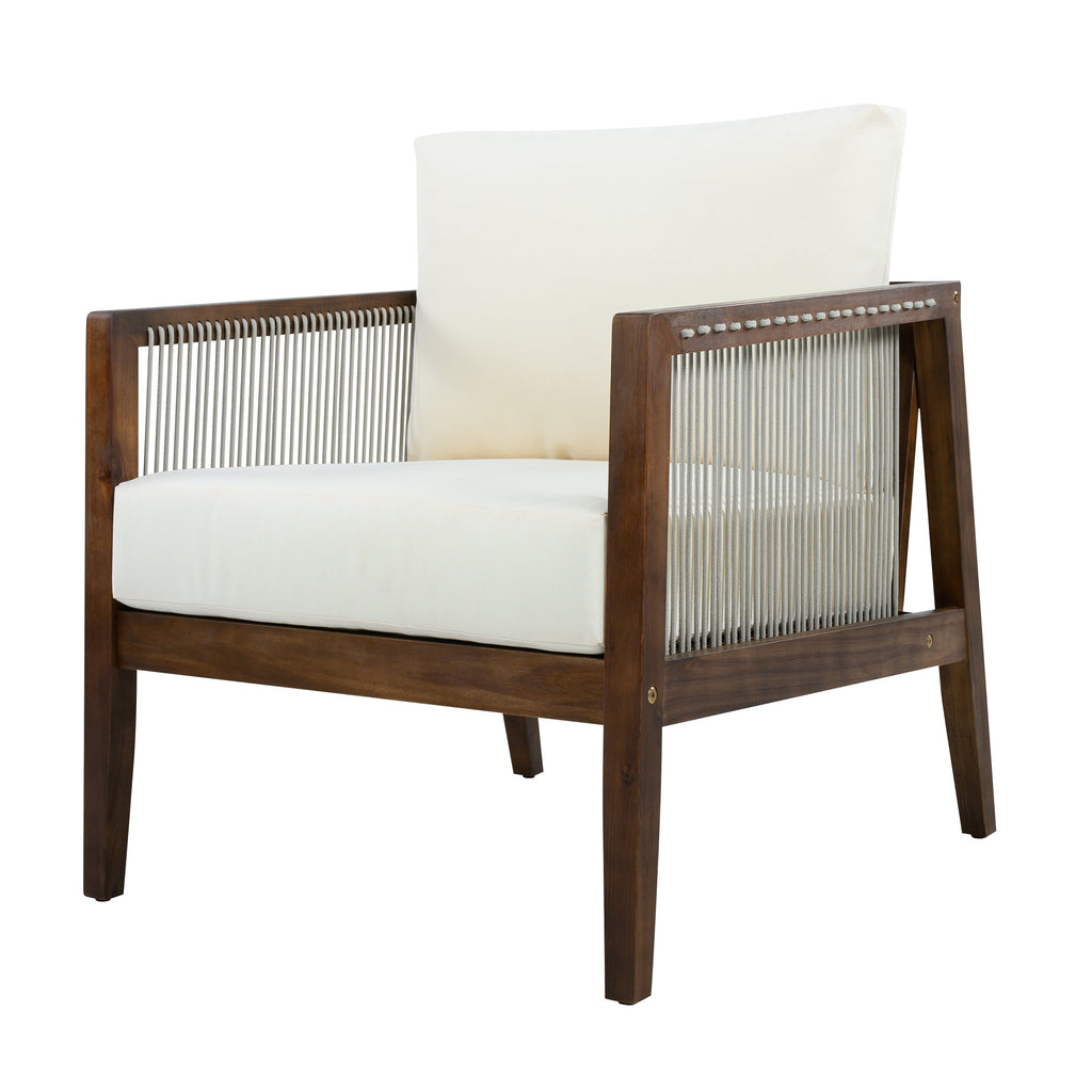 Outdoor Club Chairs (Set of 2) with Rope Back - Beige, Dark Brown or Teak