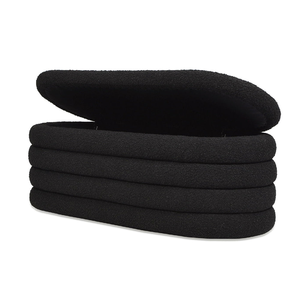 Upholstered Oval Storage Bench with Hidden Storage - Black, White or Dark Green