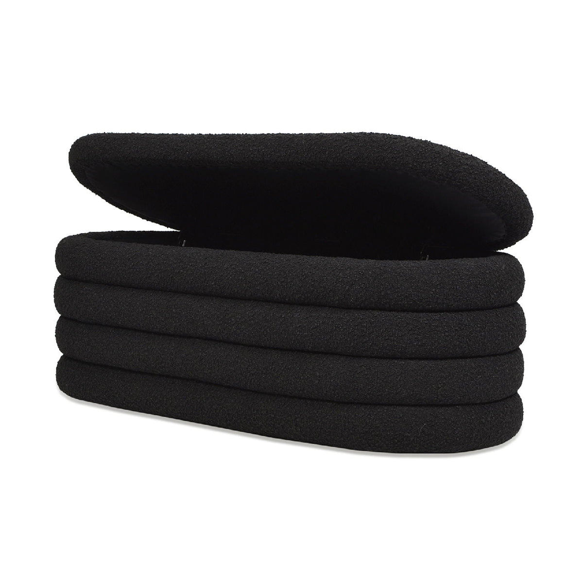 Upholstered Oval Storage Bench with Hidden Storage - Black, White or Dark Green