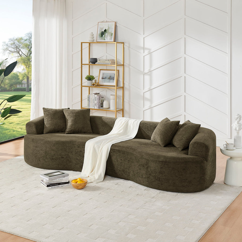 4 Seater Curved Cloud Sectional Sofa with High-Density Foam - Corduroy